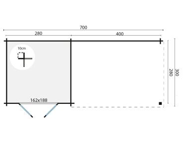 Gartenhaus Charlotta 700x300 cm